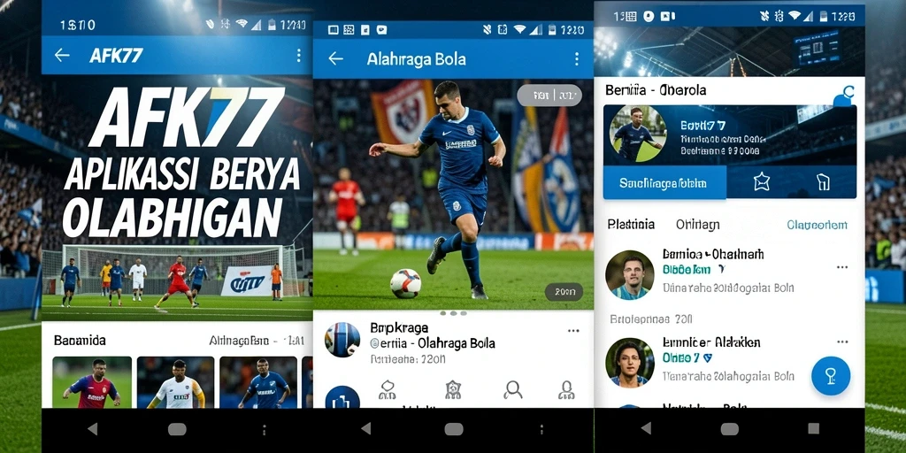 Tampilan antarmuka aplikasi AFK77 dengan informasi terbaru olahraga bola.