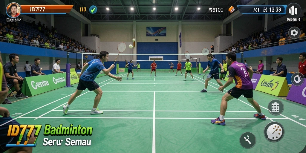 Antarmuka game Badminton yang menarik dan intuitif dalam ID777.