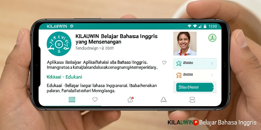 Tampilan antarmuka KILAUWIN yang menarik dan interaktif untuk belajar Bahasa Inggris.