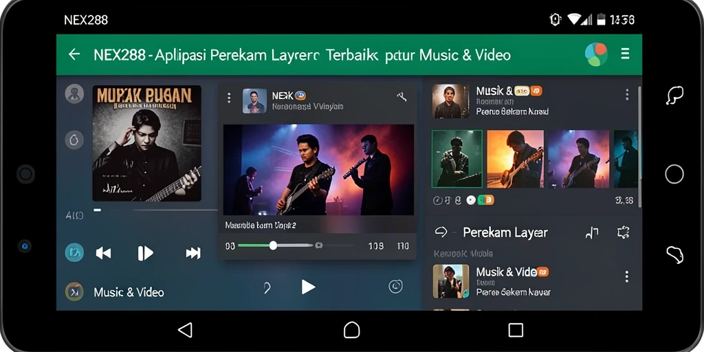 Antarmuka intuitif NEX288 untuk perekaman layar dan editing video.