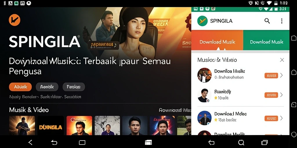 Antarmuka SPINGILA menampilkan kemudahan dalam mendownload lagu.